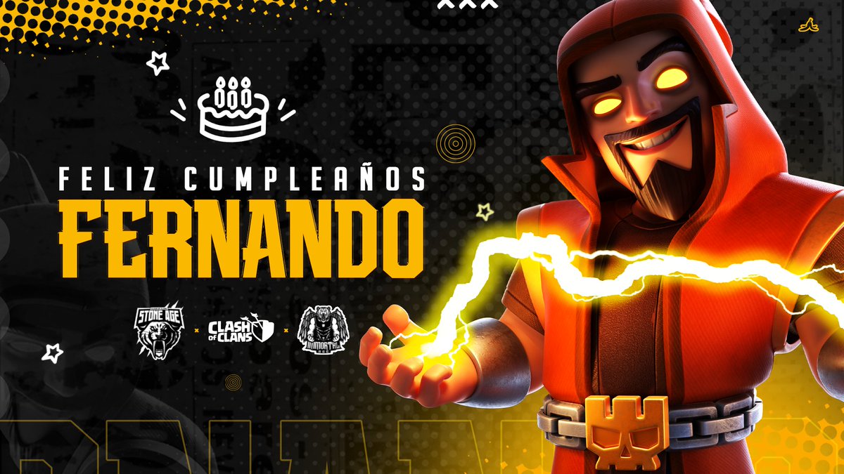 ¡Feliz cumpleaños a uno de nuestras personas más queridas!  🥳 

De parte de tus amigos de Stone Age y @ImmortalAgee  🔥🔥🔥 

✨ Sábado de fiesta✨  

Te queremos, amigo <a href="/fer_iA03/">Fernando iA</a>  ❤️