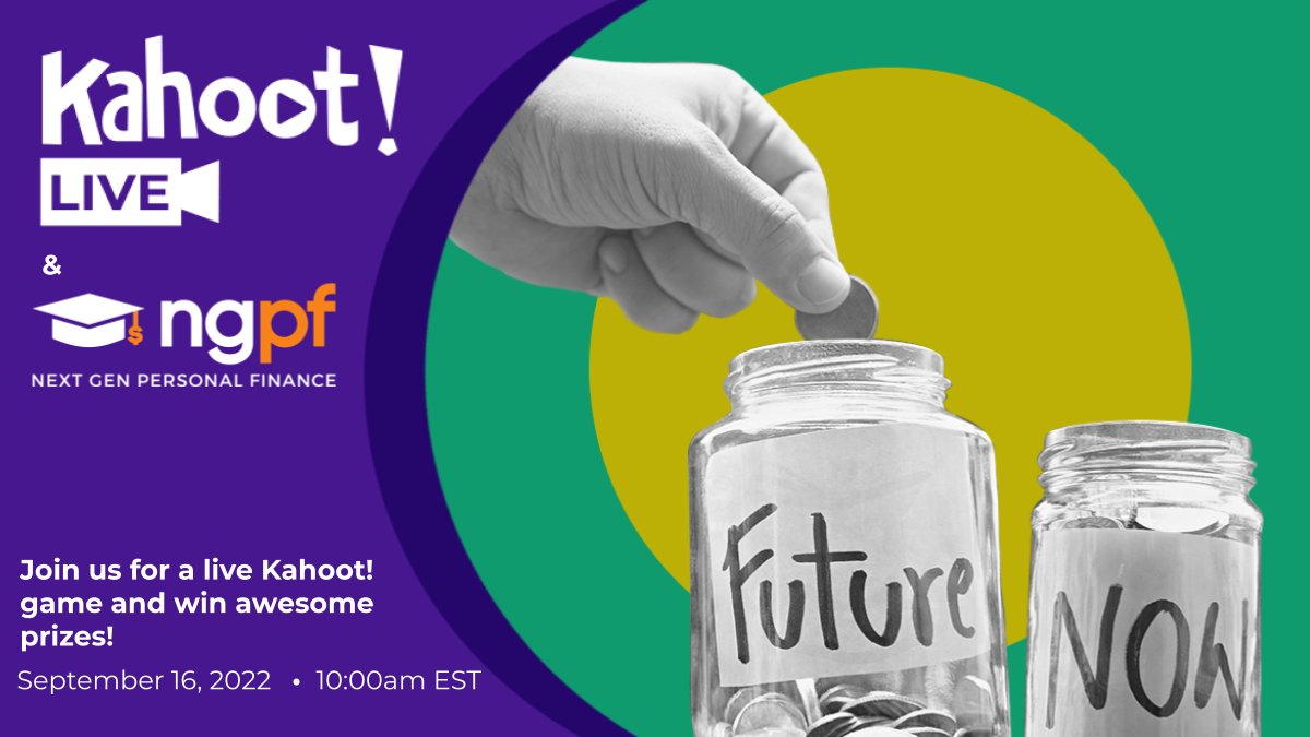 Want to know more about how to save money? Teaching a finance class? 💸 

Join us September 16 at 10:00am EST on Instagram for a live kahoot with <a href="/NextGenPF/">Next Gen Personal Finance</a>! We’ll discuss key touchpoints of personal finance, give away prizes and, of course, play kahoot! See you there!