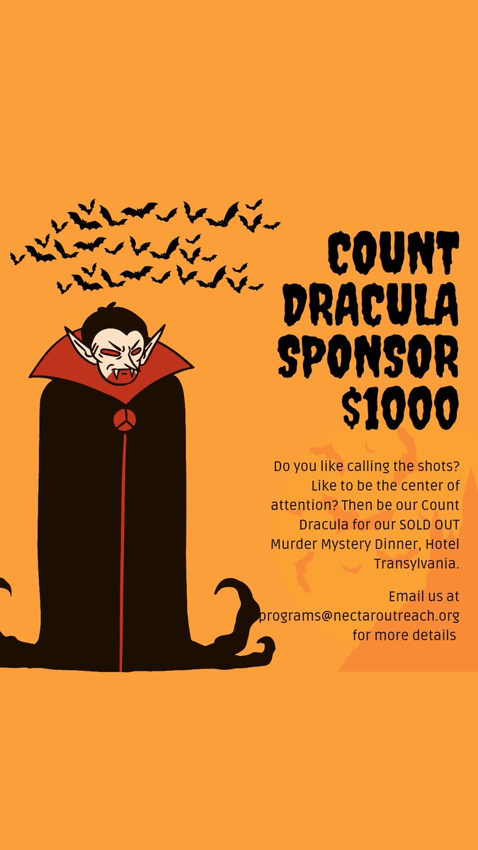 Count Dracula knows they are the top dog...so why not be our headline sponsor for our SOLD OUT Murder Mystery Dinner, Hotel Transylvania!