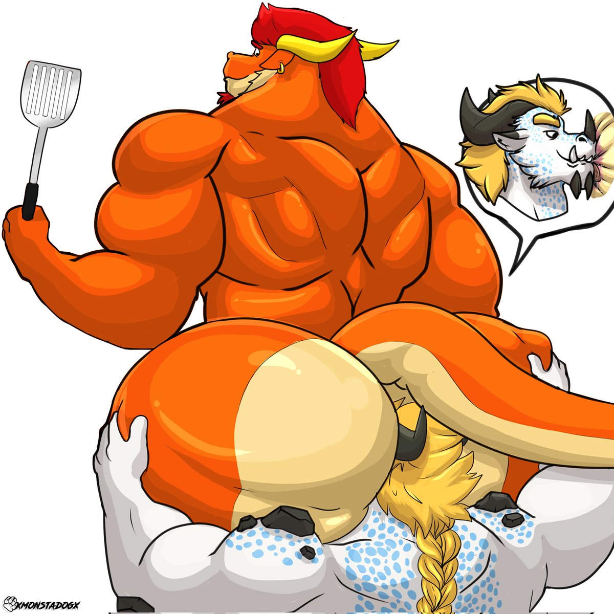 dragon_himbo's tweet photo. Early Breakfast by @xmonstadogx with @AkumuKradNox
As a "wife", my duty is to make a nice breakfast
But sometimes my darling can be too hungry to wait
But, at least I have something juicy for him to snack while I keep cooking~
RTs are appreciated https://t.co/81rYzh7MIn