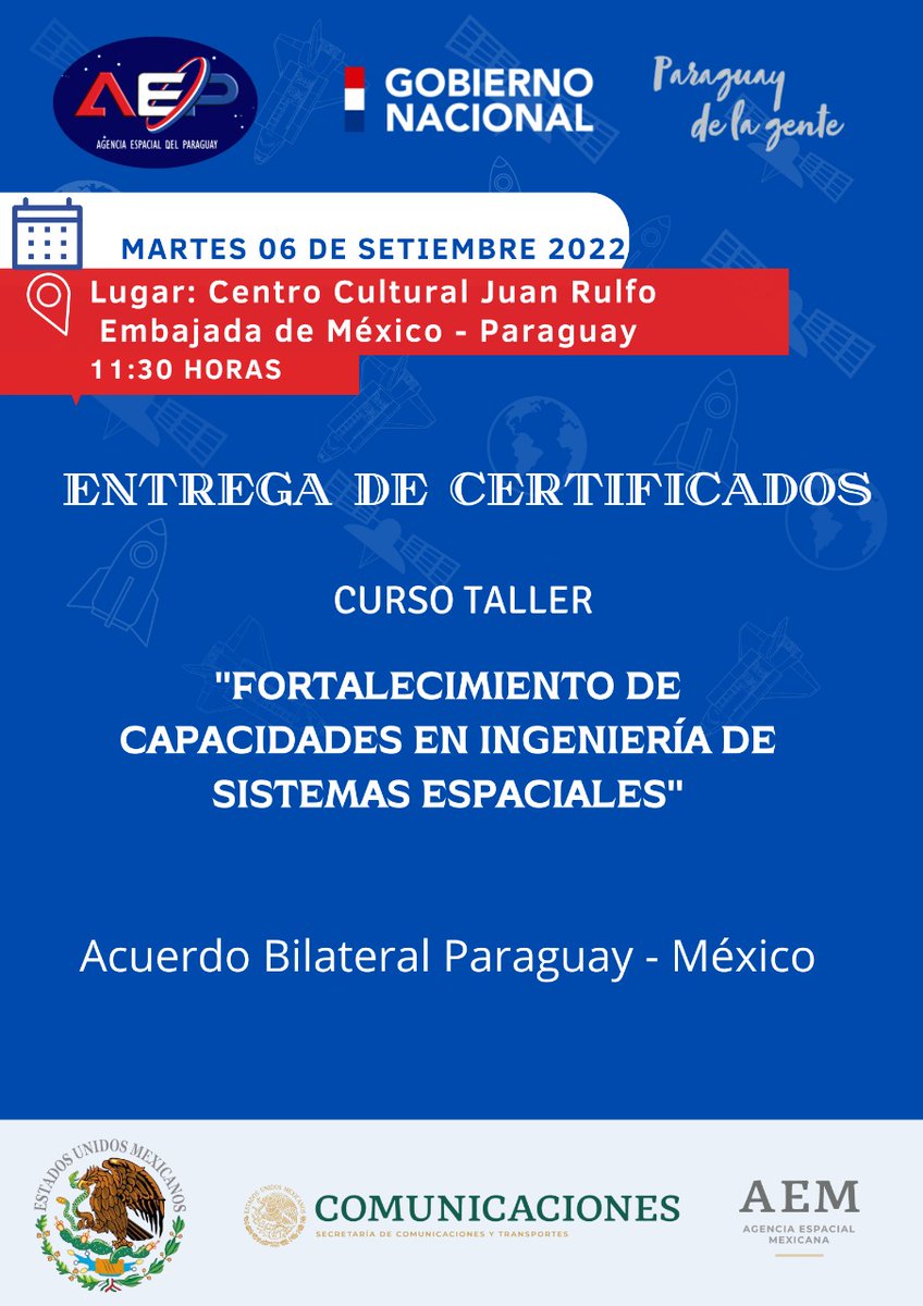 AEP_News's tweet photo. La AEP apostando fuertemente por su primer eje estratégico: "Segmento Educativo". Gracias AEM.
#agenciaespacialpy #agenciaespacialdelparaguay #asuncionpy #paraguay
https://t.co/8vHU4WKJWg https://t.co/oWz0jSmukH