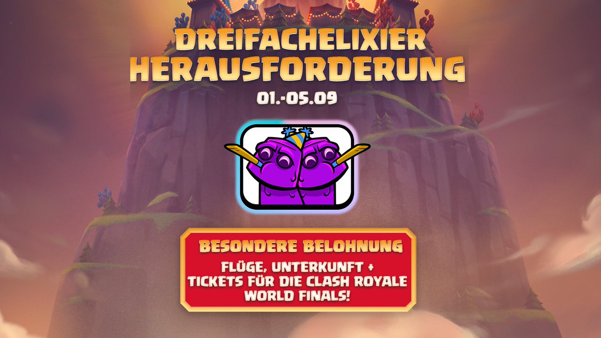 Meistere die Dreifachelixier-Herausforderung und gewinne Tickets für die #CRL22 World Finals in Helsinki! 🤯

Mehr Infos hier 👇

supr.cl/3RebPB2