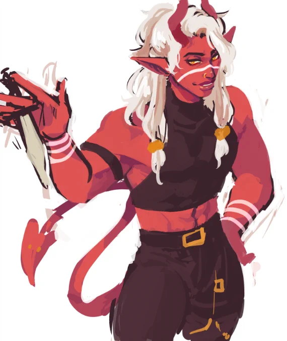 my tief roshan (he/they) !!!!! his campaign has been on hiatus for a while but i miss him very much  