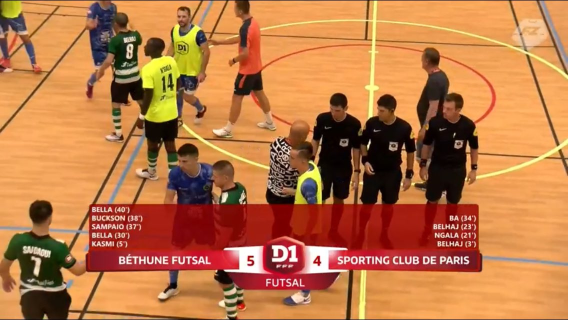 #D1Futsal J1 - Victoire in extremis de <a href="/BethuneFutsal/">Béthune Futsal</a> sur le champion en titre <a href="/ParisSporting/">Sporting Club de Paris</a> (5-4) et succès de <a href="/TlnEliteFutsal/">Toulon Métropole Futsal</a> aux dépens de <a href="/KGSFutsal/">Kingersheim Futsal</a> (6-4) ! 
#FCBSCP #TEFFCK