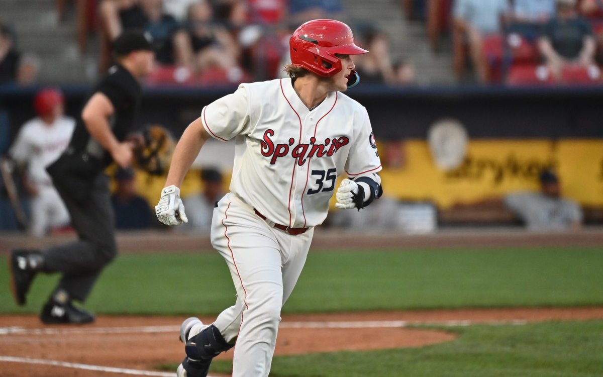 spokaneindians's tweet photo. After hitting another 💣 last night, @HunterGoodman35 now leads all of @MiLB with 3️⃣4️⃣ home runs. https://t.co/FYgEOadOTl