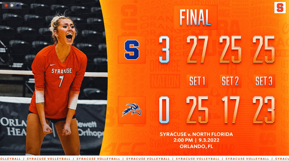 CuseVB's tweet photo. Got the 🧹 over UNF 🫡 https://t.co/2W9IbFGdcs