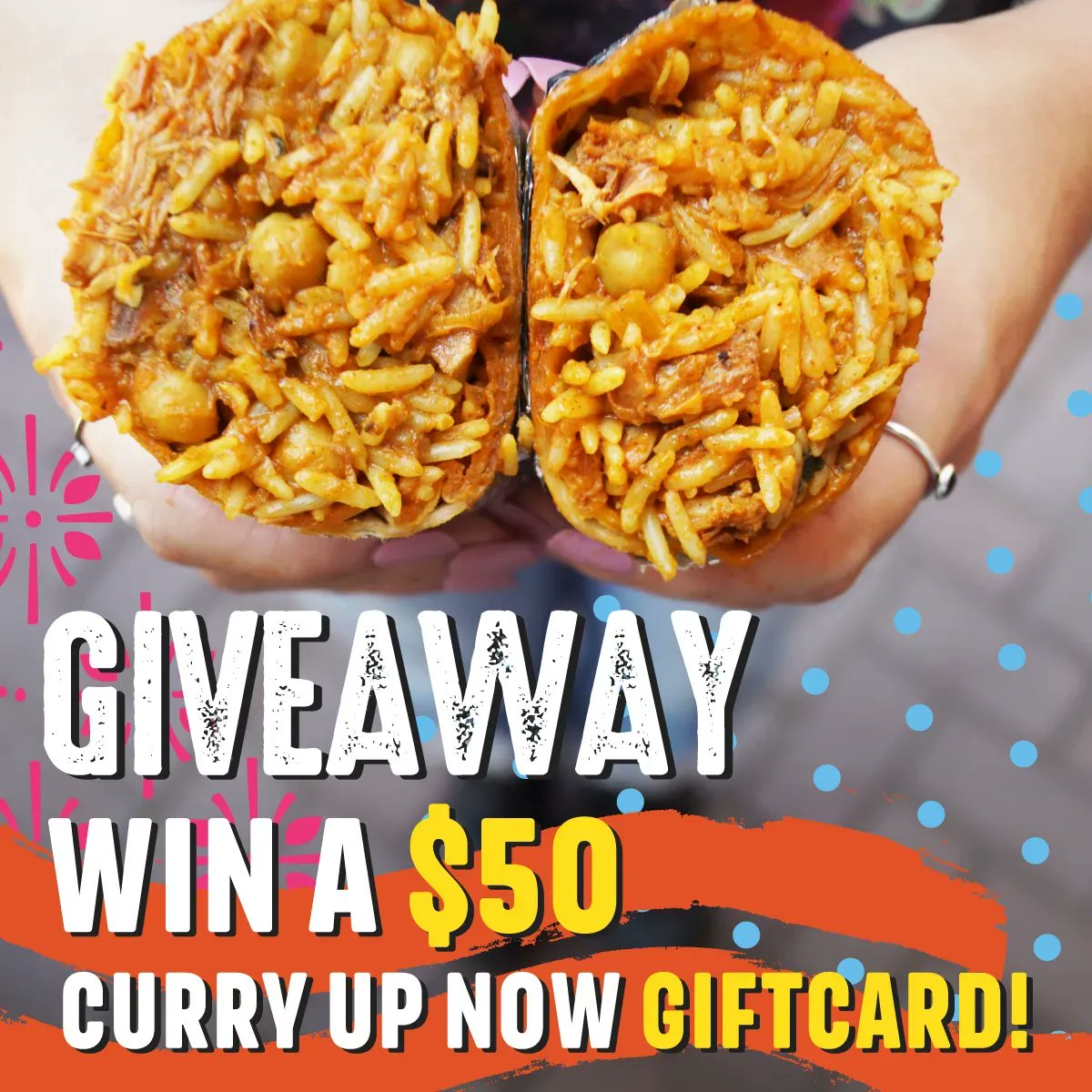 CurryUpNow's tweet photo. Mmm, smell that? That's the smell of free food from us 😋

We're giving away $50 gift cards! How to enter:
1. Follow @CurryUpNow
2. Like &amp; RT this post 
3. Tag a friend!

Giveaway will end 9/30/22 at 11:59 PM PST. Winners must live in the US &amp; will be DM'd from this account only. https://t.co/4vHZlfYqH0