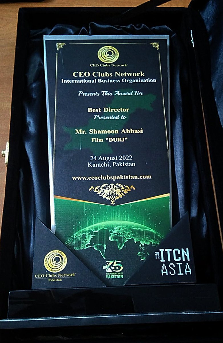 shamoonAbbasi's tweet photo. #Durj receives best director award by CEO clubs network international
At
ITCN Asia 2022 Pakistan
Thank you #ceoclubpakistan
#itcnasia
A big hug to the team of #DURJ that made possible for this difficult film come to life π
You all are the champions!! https://t.co/UxFw5Pn32r