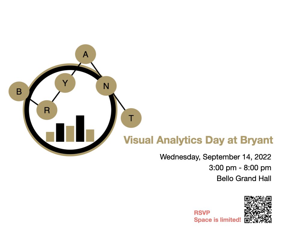 Visual Analytics Day at @bryantuniversity. We collaborate with Rhode Island <a href="/tableau/">Tableau</a> user group.
Please come join us!
RSVP at: tinyurl.com/BryantVisualAn…
Sponsored by Bryant University College of Business and <a href="/BryantChbs/">Bryant_CHBS</a> 
#Analytics #datafam