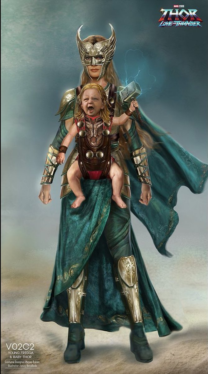 RT @MarvelFlix: Me vuelvo loco. Concept art de Frigga y Baby Thor para 'THOR LOVE AND THUNDER'. https://t.co/ukSjFKEkTd
