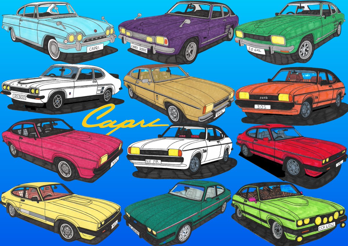 CustomCvd's tweet photo. Hi all, I thought I'd do a collage of all the Ford Capris I've drawn so far. What you think?π#fordcapri #fordconsulcapri #fordcaprimk1 #fordcaprimk2 #fordcaprimk3 #fordcars https://t.co/XO0ETrTc1Z