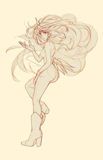 Unicorn Girl 2 (sketch) -- WIP So many WIPs these days! Here's my Unicorn Girl original character, an updated concept from awhile back 