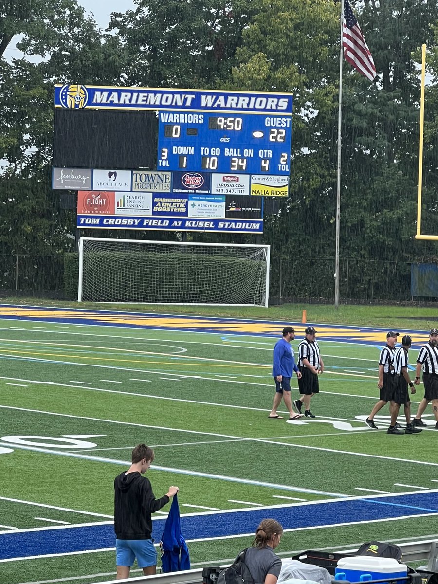 RickHealey24's tweet photo. Congratulations JV WildCat Football team on a win at Mariemont this morning. 22-0 Lighting stopped game at 9:50 in the 4th quarter. https://t.co/L35Ro7ry1X