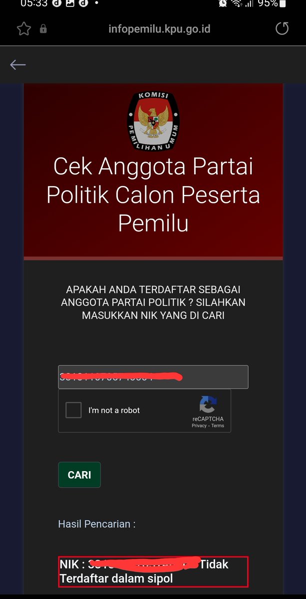 tonangardyanto's tweet photo. Sering mau tidak mau kita serahkan - atau bahkan entah bagaimana sudah diketahui pihak lain - maka pastikan apakah NIK kita terdaftar sebagai anggota parpol tanpa ijin dan pengetahuan kita? 

Foto pada 4 September 2022 pukul 05.40 WIB.

Mangga cek di: 

https://t.co/CgYrQuyUol https://t.co/ovAeI3sMhY