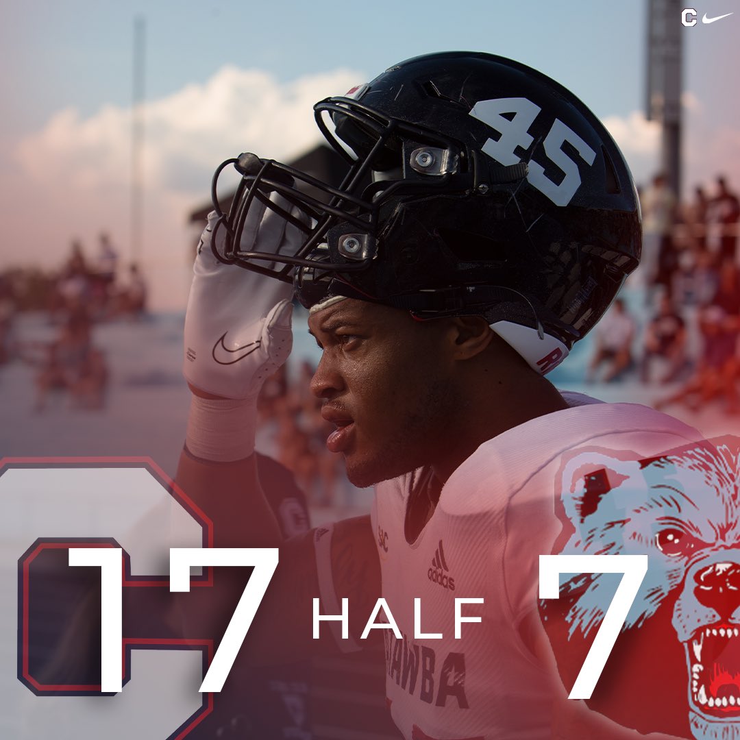 CatawbaIndians's tweet photo. Catawba Indians lead 17-7 at half-time after a Daniel Parker TD and a Christian Campbell pick-six 🔥🏈 

@CatawbaFootball https://t.co/pLKSNchny0