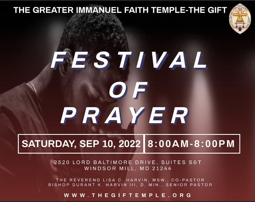 trawles620's tweet photo. You are invited to join us for The Festival of Prayer in the sanctuary of The GIFT, on Saturday, September 10,  8:00AM-8:00PM! #TheGIFT #ThisChurchIsAmazing #TheYearofRedemption https://t.co/n0Fm61TYJS
