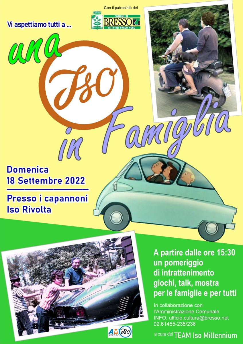 isofriends's tweet photo. Un evento dedicato alle famiglie per divertirsi e conoscere cosa significava e significa avere una Iso in famiglia! #Isomoto #Isoscooter #IsoGT #Isogrifo #IsoIsetta #IsoWorld #IsoFactory See you at Bresso MI Italy https://t.co/qHpdNTlW2Z