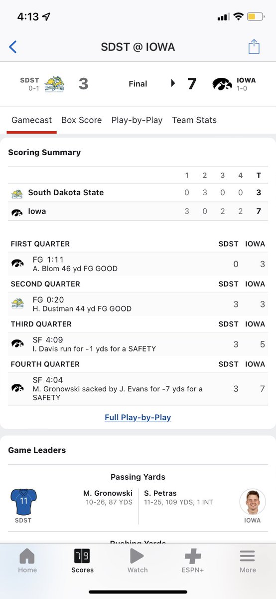 icywendel's tweet photo. Can we just talk about #CollegeFootball being back?!?!? App. St. puts up FORTY POINTS IN THE FOURTH QUARTER…and looses, and Iowa scores more points on safeties than both the offenses in the game. Best time of the year!!!
#IOWAVSSDSU #UNCvsAPP #CFB #collegegameday https://t.co/X5VeGPktOr