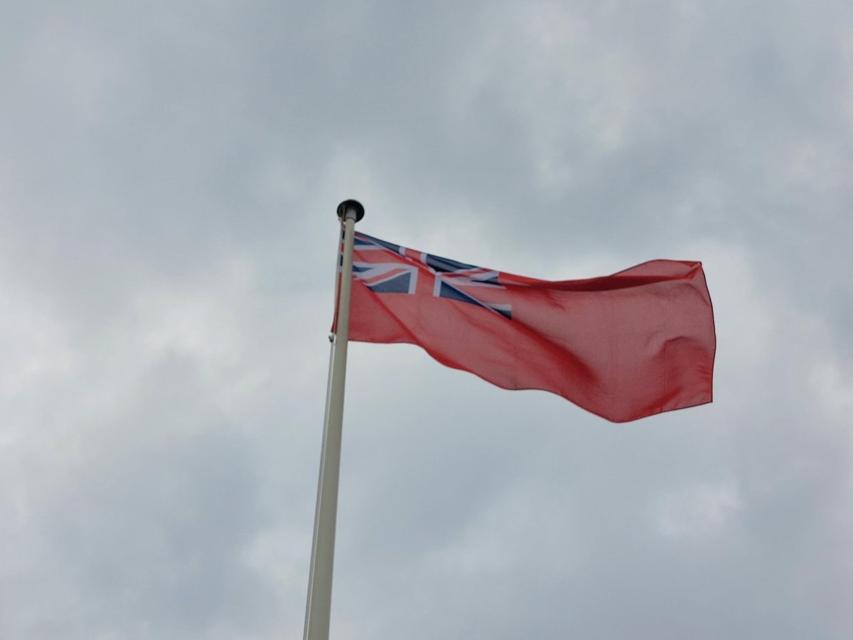 The Red Ensign flying above Shrewsbury Castle to celebrate #merchantnavyday2022. Thanks to those that joined us to mark the occasion. We fly the Ensign to symbolise all the work that has been done and is continuing to be done by the Merchant Navy.  <a href="/ShropCouncil/">Shropshire Council</a> <a href="/ShropshireStar/">Shropshire Star</a>