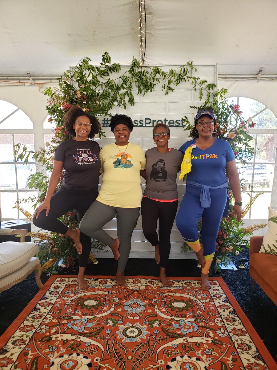Olliegall's tweet photo. @GirlTrek #StressProtest
#SuperHeroSaturday connected with these ladies in #GirlTrek Care Village and we had a mini yoga session!
I'm working Care Station Village and these ladies are caring and sharing with me💙🧡💛 @MorganTreks we all said #AshyFeet when we look down😁👣😁👣 https://t.co/I08BHdxLYI