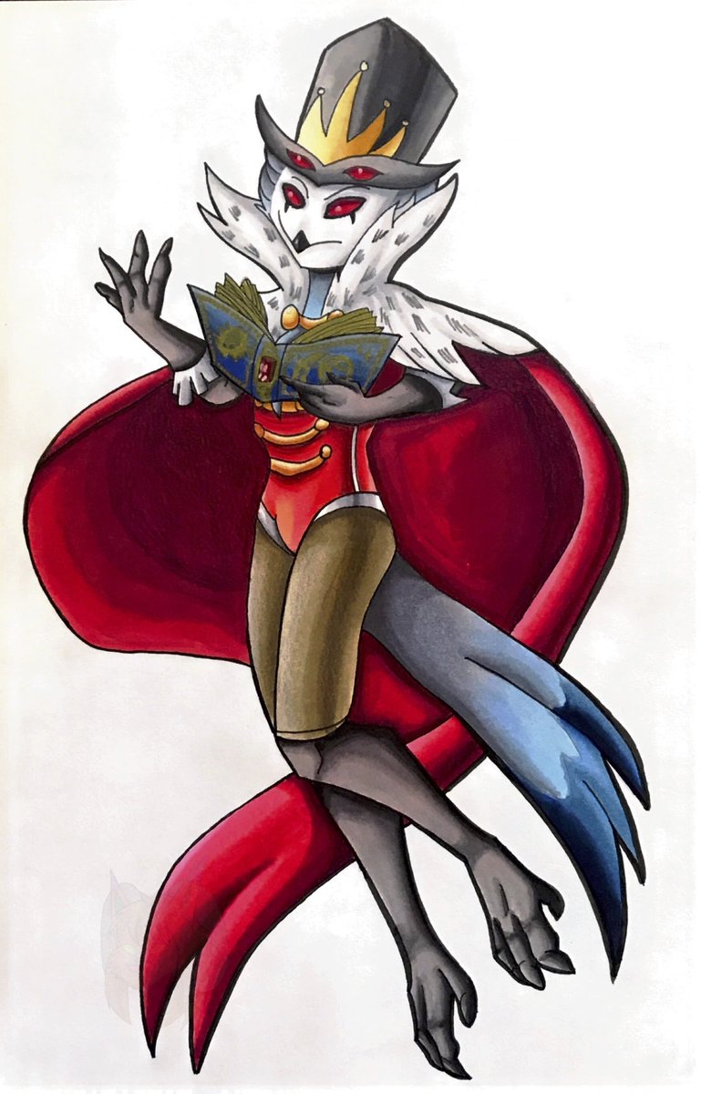 LisandraDraws's tweet photo. Some #Stolas fan art where I decided to go traditional this time. After seeing The Circus I had the urge to try drawing him again. So proud of him to stand up to Stella. He doesn’t deserve her abuse 😢 I hope he gets a happy ending at some point. #HelluvaBoss https://t.co/j4HmCmTs8o