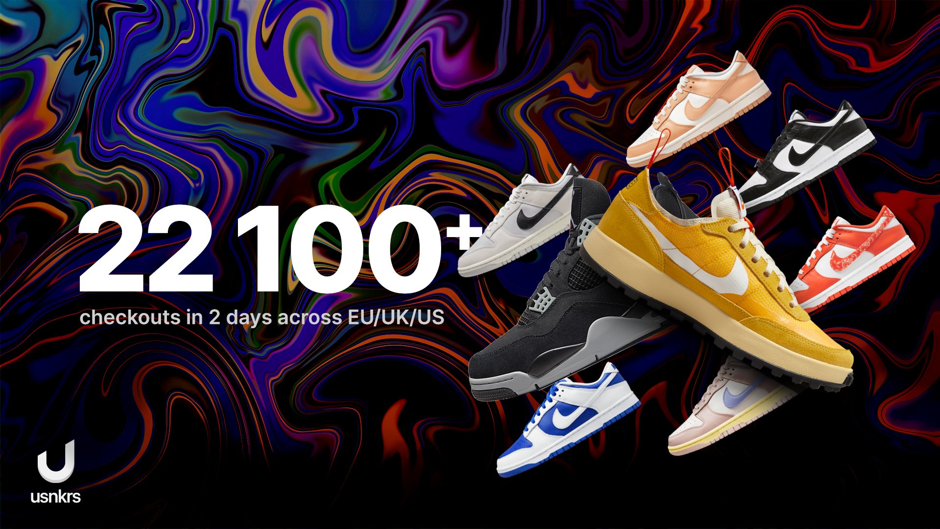uTools on Twitter: "🇺🇸🇬🇧  🇮🇹🇧🇪🇳🇱🇵🇱🇨🇿🇩🇪🇫🇷🇪🇸🇵🇹🇭🇺🇩🇰🇸🇪🇮🇪🇭🇺🇲🇽 Over 22,000  pairs were secured in 2 days by approx 1700 users across EU, UK &amp; US.  The Number 1 Nike/SNKRS Bot on the market. Consistent always.