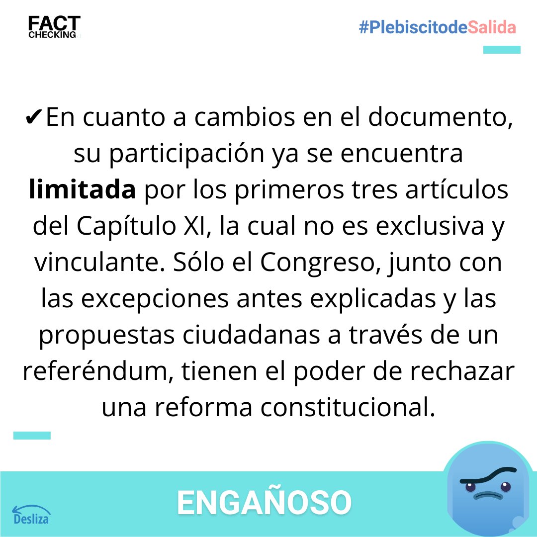 factcheckingcl's tweet image. 📢Será la ley que la que regule la incidencia de los pueblos indígenas para realizar el reemplazo de la Constitución, según lo establecido en la propuesta constitucional. 

#PlebiscitoConstitucional #desinformación #Constitución #Chile #ChileVotaInformado