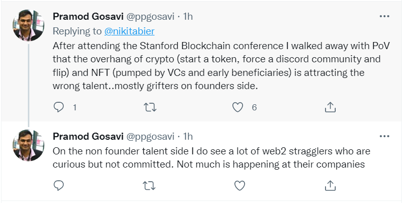 championswimmer's tweet image. People are finally starting to figure out that creating absolutely ridiculous financial incentives for builders leads to only one type of individual attracted to the ecosystem - scamsters.
And that is what every crypto founder today is - a grifter.