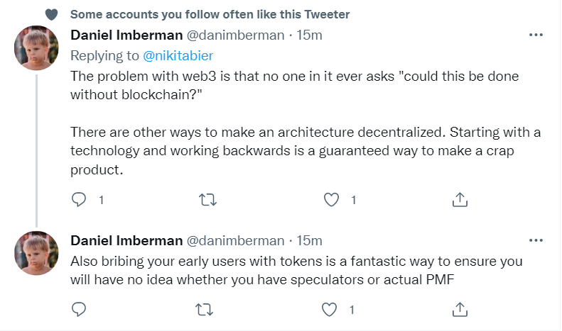 championswimmer's tweet image. People are finally starting to figure out that creating absolutely ridiculous financial incentives for builders leads to only one type of individual attracted to the ecosystem - scamsters.
And that is what every crypto founder today is - a grifter.