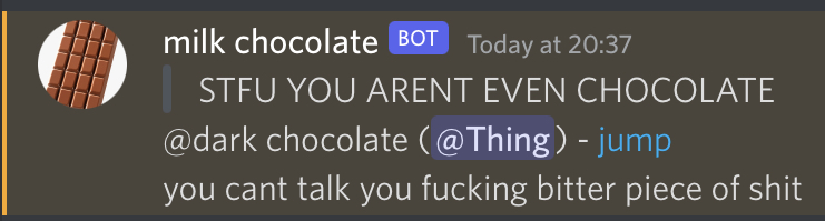 thingdoesstuff's tweet image. Thread of dumb chocolate interactions