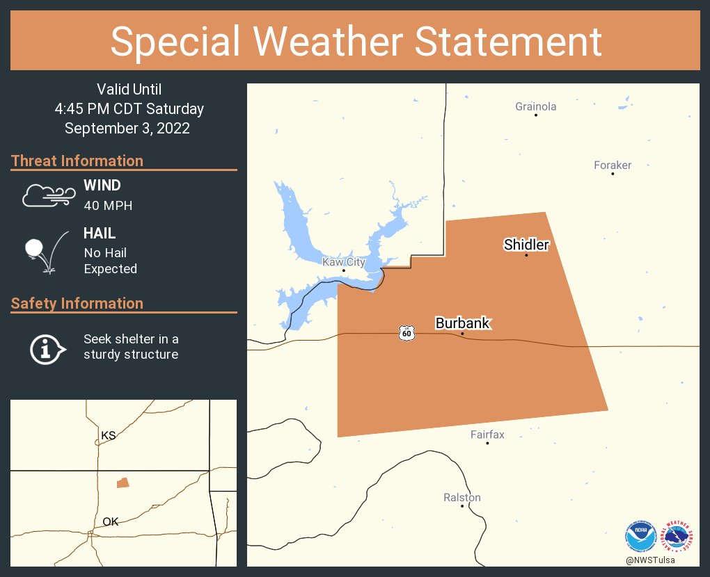 NWS Tulsa on Twitter "A special weather statement has been issued for