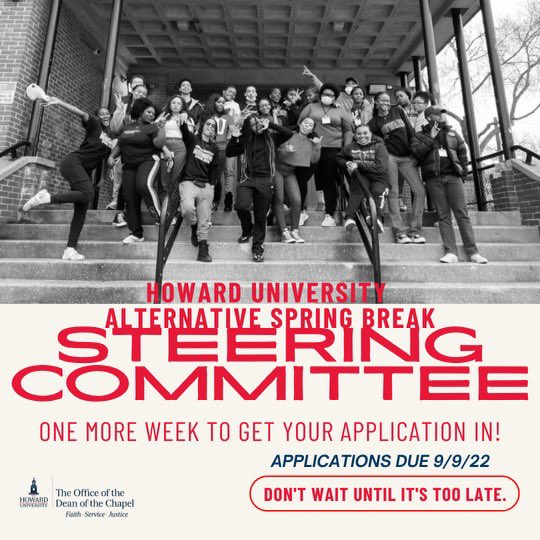 hu_dayofservice's tweet photo. Restart the countdown! Only one week left to get those #HUASB23 steering committee applications submitted. 

Applications are due this Friday 9/9. Link in @huasb bio❤️💙 

#HUASB23 #BisonServe #HU23 #HU24 #HU25 #HU26 #faithservicejustice https://t.co/3JTRIcUHlJ