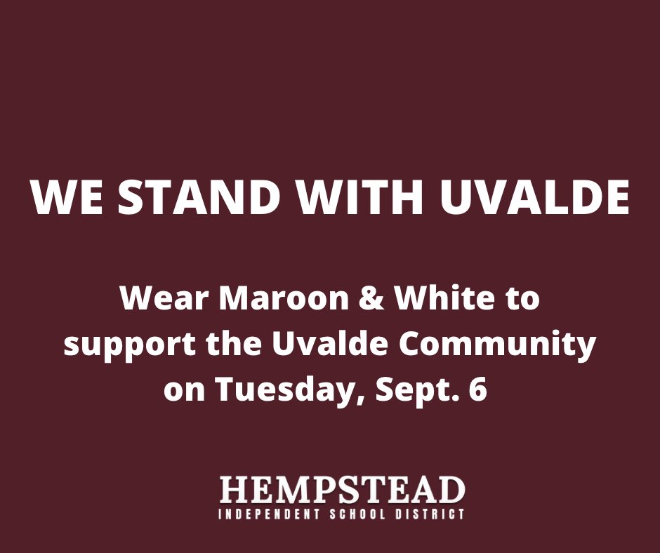 #BobcatNation let’s show our support of <a href="/Uvalde_CISD/">Uvalde CISD</a> by wearing maroon and white on their first day of school Tuesday, September 6. #UvaldeStrong.