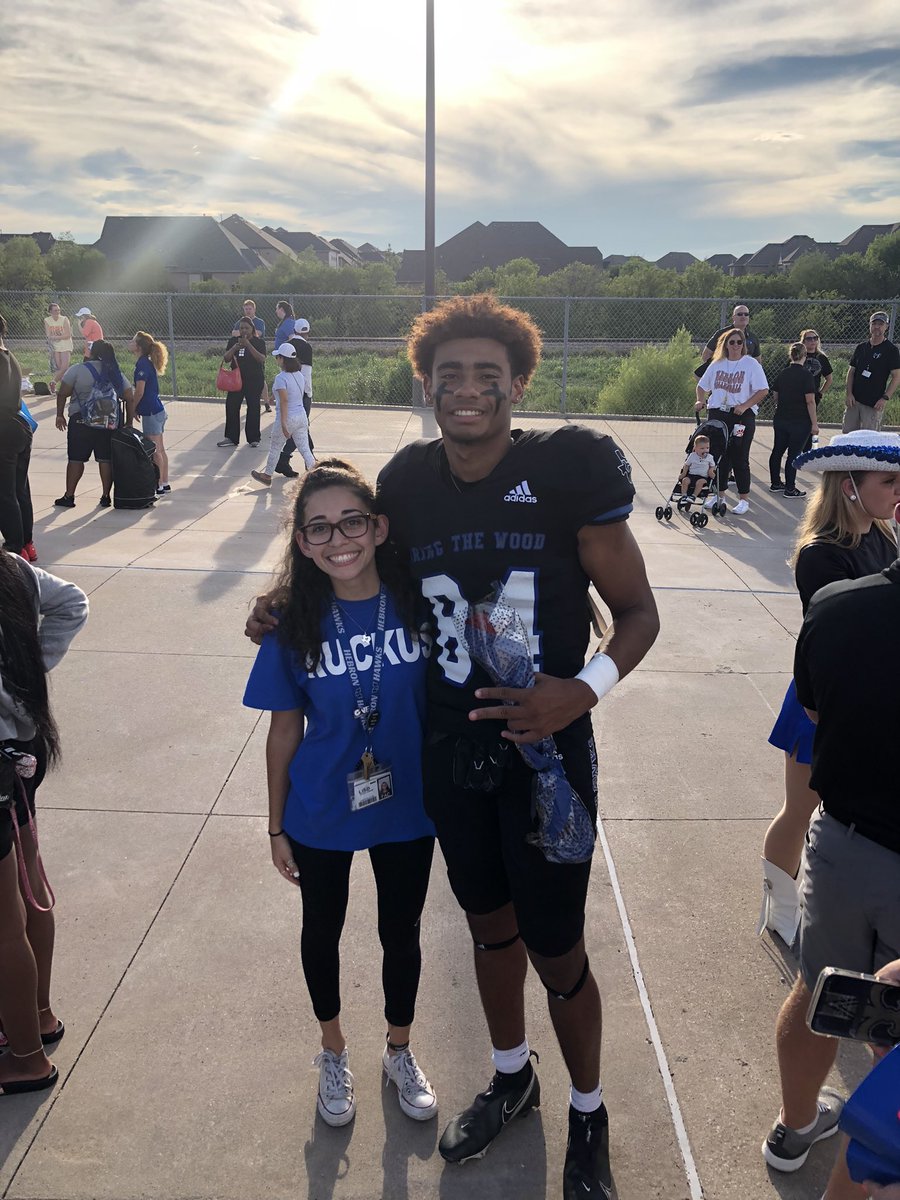 Ms_Asmar's tweet photo. Way to win last night, Hawks! It was Senior Night and I didn’t get a picture with all of my students, but I was able to sneak one with @thedysbarraz 
Can’t wait for next week! @HebronFootball @Hebron_HS https://t.co/KT4ZNMlitX
