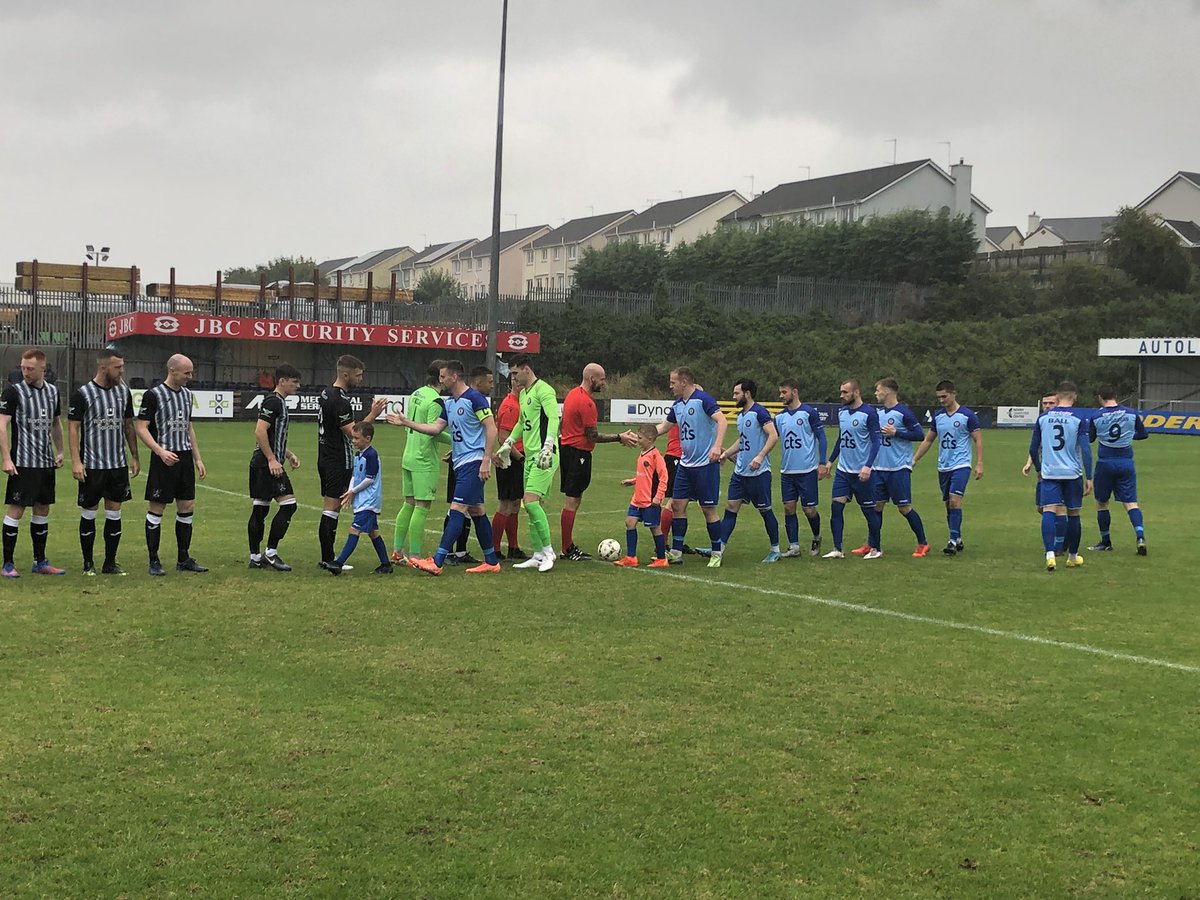 thepointfc's tweet photo. Warrenpoint Town youth players, Jack Fegan and Cian Toal were today’s mascots in today’s win against Ards. We hope you both enjoyed the experience 🔵⚪️🔵⚪️ https://t.co/MfM3fAwJX7