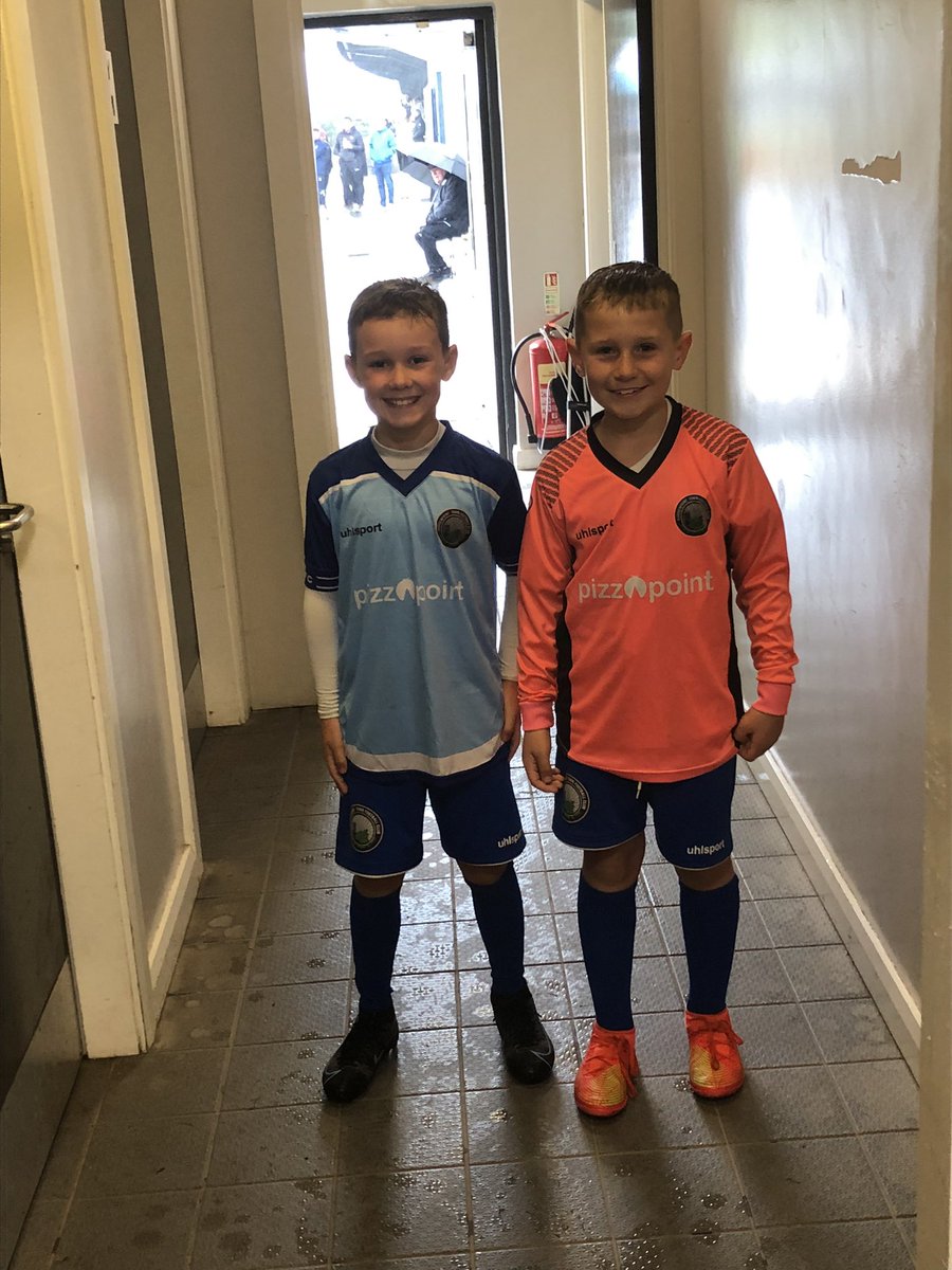 thepointfc's tweet photo. Warrenpoint Town youth players, Jack Fegan and Cian Toal were today’s mascots in today’s win against Ards. We hope you both enjoyed the experience 🔵⚪️🔵⚪️ https://t.co/MfM3fAwJX7