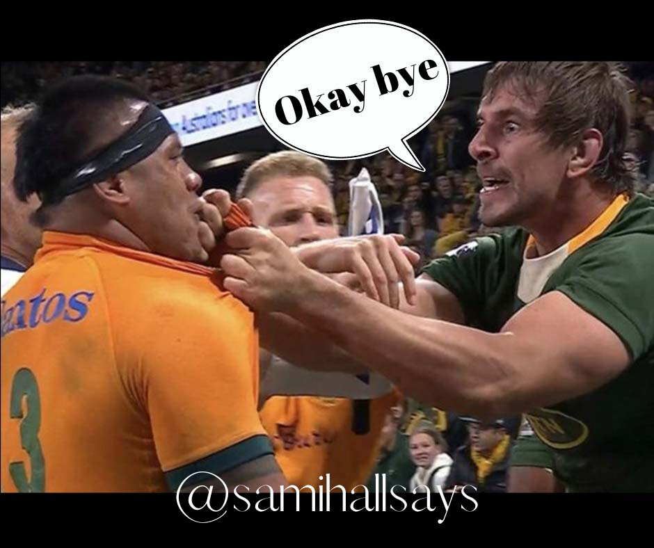 SamiHallSays's tweet photo. Had to be done 😂😂😂 #savsaus #Springboks #okaybye #samihallsays https://t.co/deScKL9alf