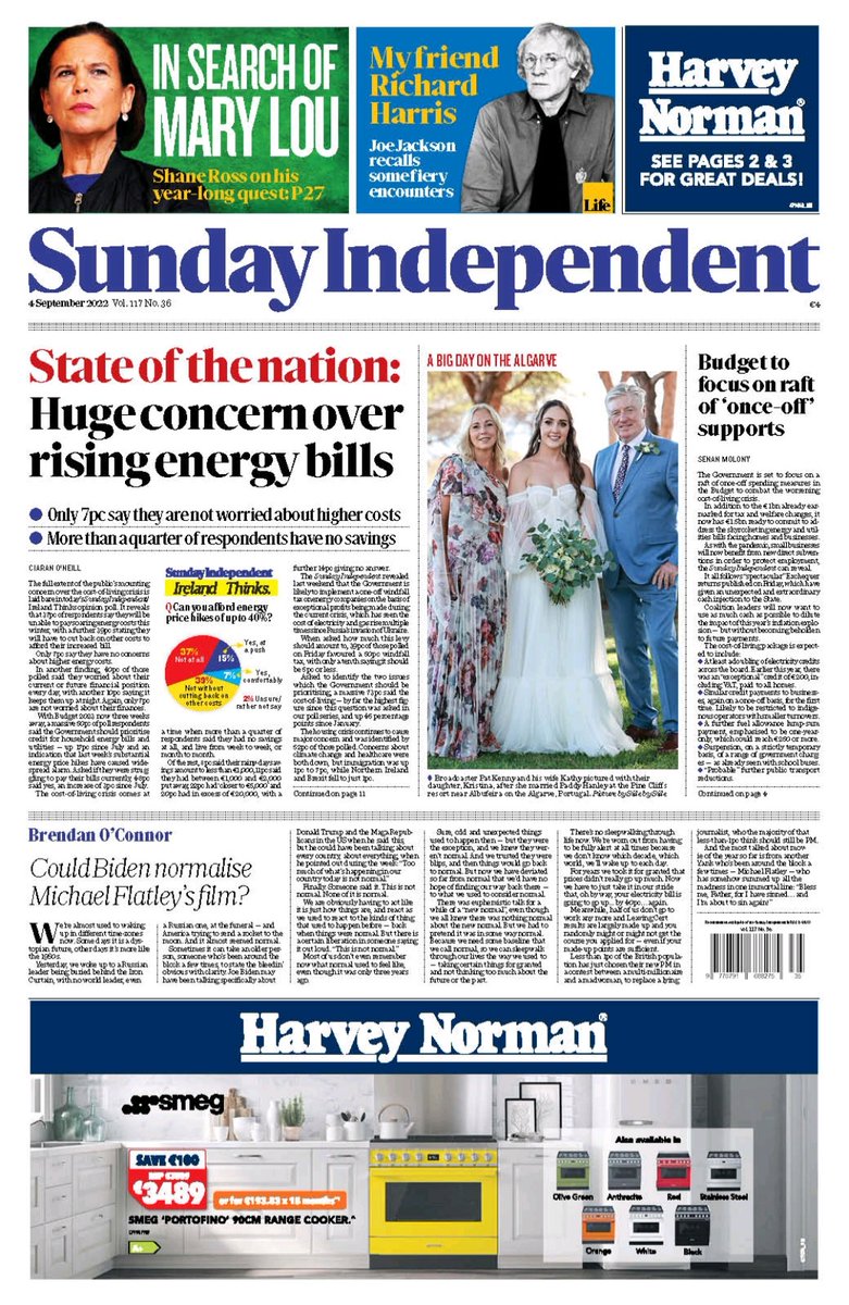 Tomorrow's Sunday Independent front page. Fascinating results in an extensive SI/Ireland Thinks opinion poll. Plus a whole lot more