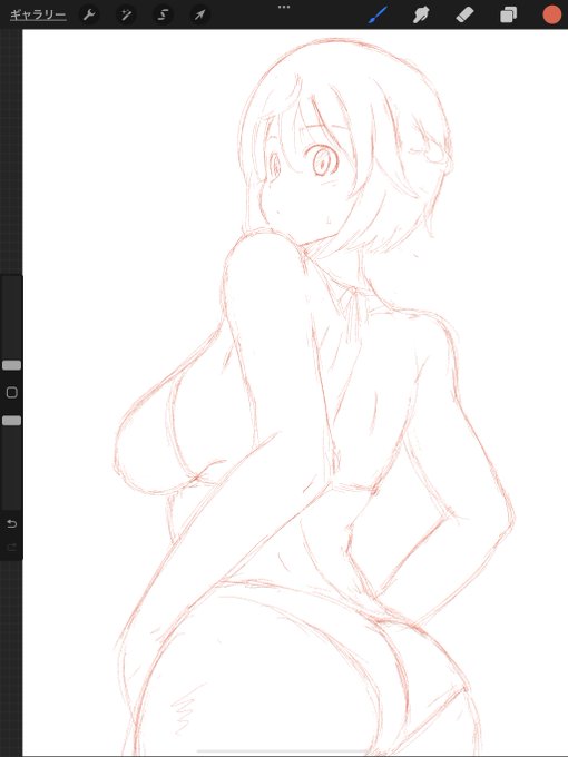 アタリ。

アタリから直で線画にするために自分の悪癖の線を何十にも重ねる癖を抑えた。

つもり。 