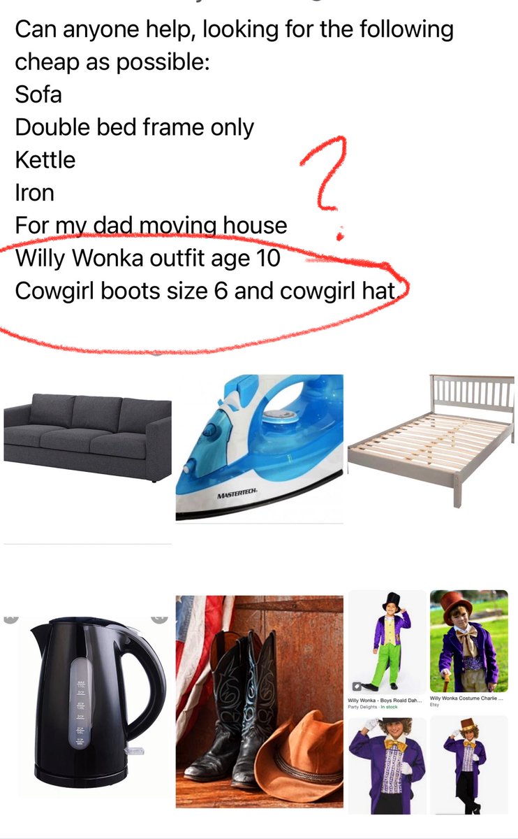 ellpunky's tweet photo. Local Facebook village page coming up trumps again.
‘For my dad moving house’
Is he an Oompa Loompa?? 🙃 https://t.co/KJRb02Yklu