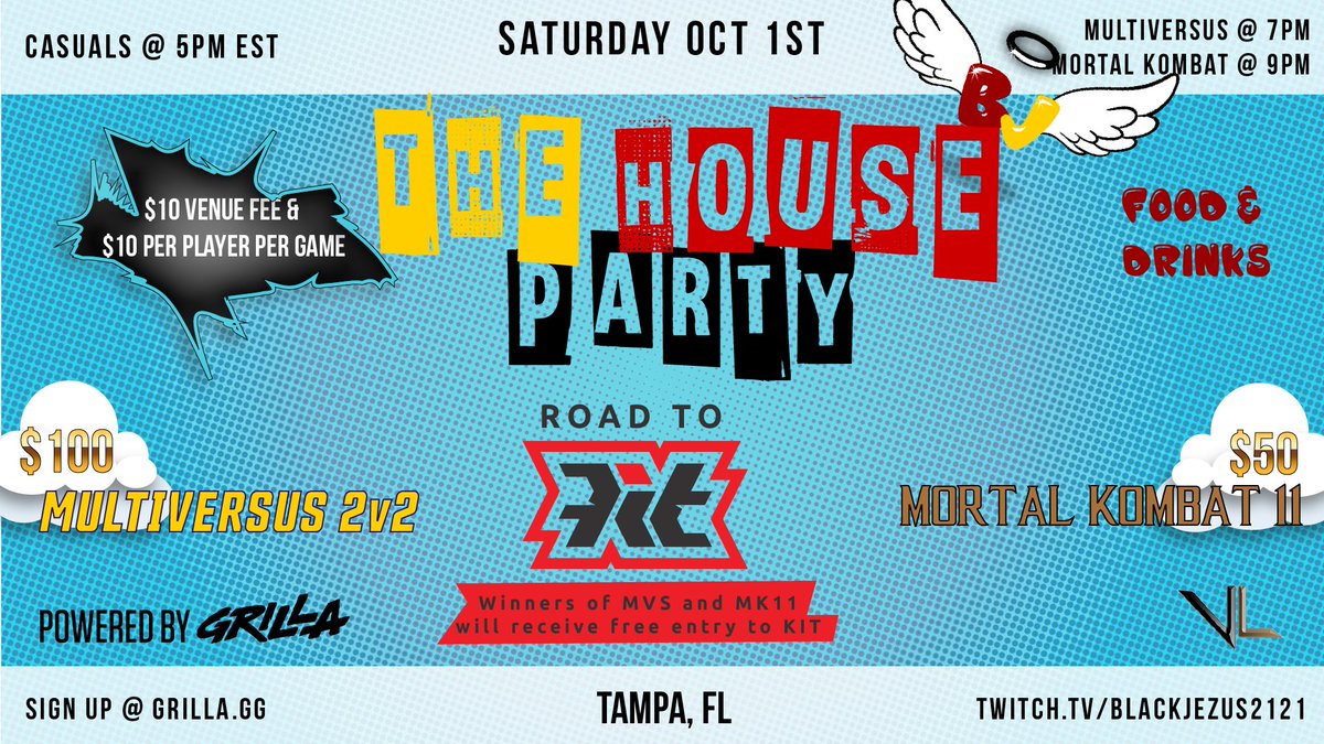 BlackJezus_FGC's tweet photo. 📢With Help from @KITVandy we have an added bonus to the House Party!

Players who come in 1st in both MK11 &amp; MVS will have their entry fees covered to attend @KumiteGaming!

We're only 1 month away from The House Party, see you soon! https://t.co/Ww9SWxNYyy
