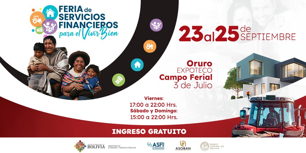 ¡Ahora, ya rumbo a Oruro, espéranos!, estamos convencidos de sus bondades y cada vez tenemos mayor inclusión financiera  #FeriaDelCrédito #VivirBien #FeriaDeServiciosFinancieros #Asoban