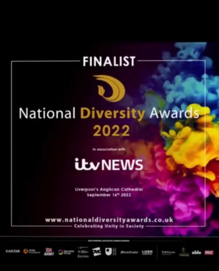 I have been shortlisted for a National Diversity Award. Positive Role Model. Faith Race Religion 💫✨🙏🏾 #Nda22 #ProudToBeDiverse #ITVNews