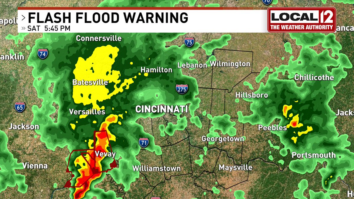 A Flash Flood WARNING has been issued for Carroll, Switzerland until 9/03 8:45PM. NEVER drive across a flooded road! Please visit local12.com/weather for the latest radar and to download the Weather Authority App.