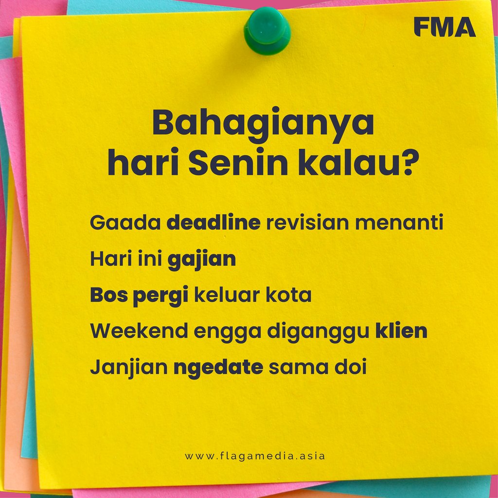FlagaMedia's tweet photo. Kalau bahagianya kalian gimana?

#FlagaMediaAsia #FMA #HariSenin #SeninCeria https://t.co/ABNpKBaM3U