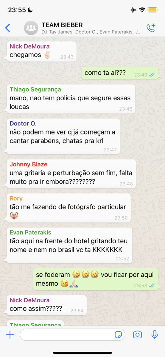 VAZOU UM PRINT DA CONVERSA DO JUSTIN COM A TEAM BIEBER