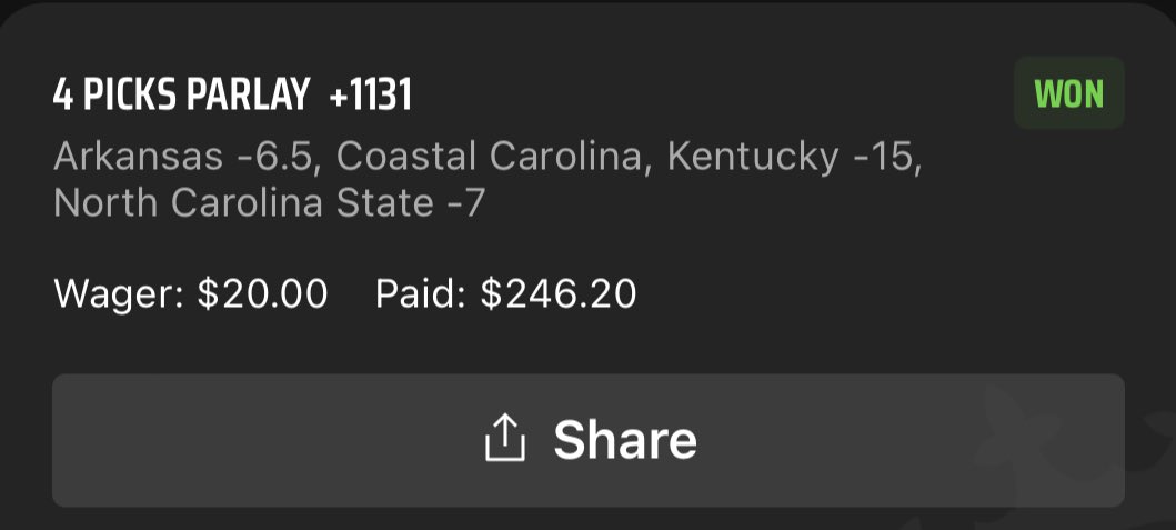 NaptownOvers's tweet photo. Bright spot of the day! Usually I don’t bet parlays anymore but figured I’d throw a little on something I saw value in. https://t.co/Oa9ayiypCE