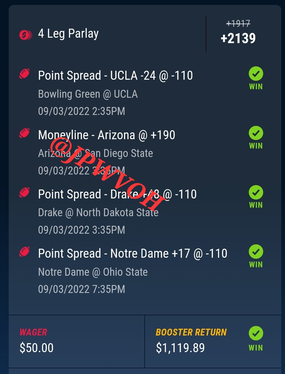 JPWVOH's tweet photo. Better in green! Parlay posted right here on Twitter... for free. Hope some of y'all tailed!  @PointsBetUSA power hour play!  Let's go!  $50 into $1,119.89! #GamblingTwitter #CollegeFootballPicks https://t.co/bREx4jh9wG