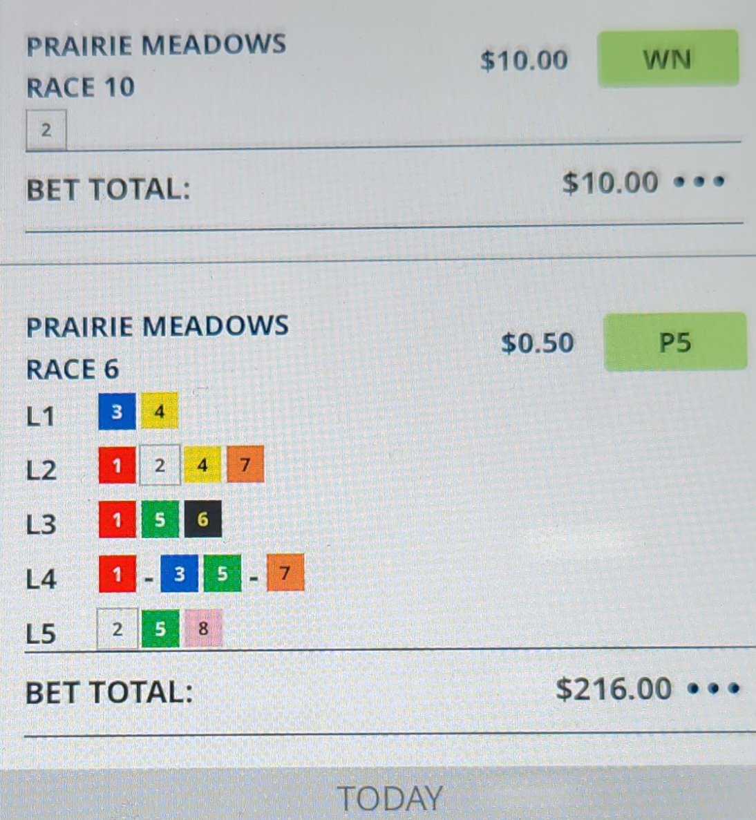 prmracing's tweet photo. Here's your winning Pick 5 ticket. On the track apron, played through Twin Spires!

$24,422!!! https://t.co/9jKdQOcqb3