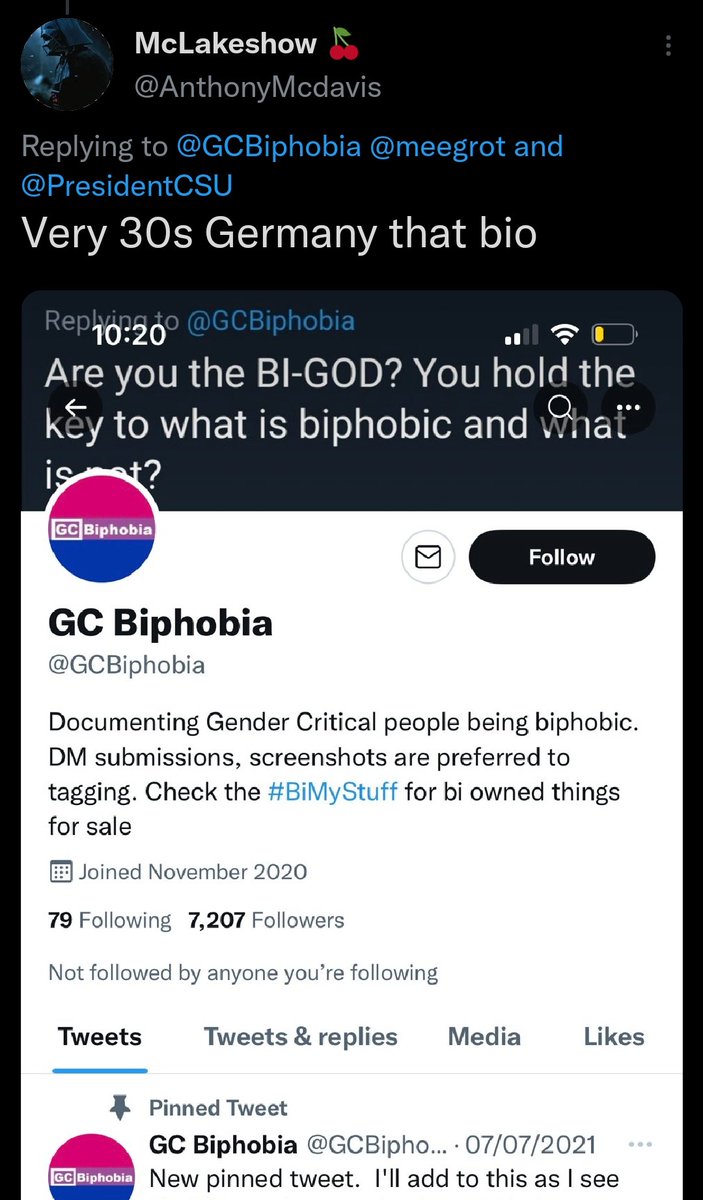 Apparently documenting biphobia makes me a n@zi @GCAntisemitism